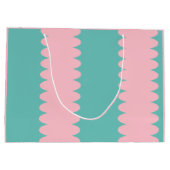 母の日、バブルガムピンク、ティール(緑がかった色)かわいらし、 ラージペーパーバッグ (裏面)