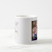母の日 ピンクとグレイの花と写真 コーヒーマグカップ (中央)