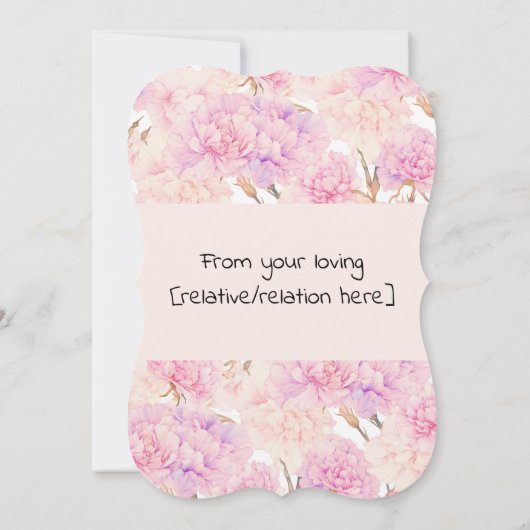 母の日、ピンクと紫のカーネーション。 (裏面)