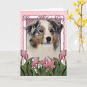 母の日-ピンクのチューリップ-オーストラリアの羊飼い カード (黄色い花)