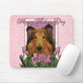 母の日-ピンクのチューリップ-コリー- Natalie マウスパッド (マウス)
