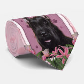 母の日-ピンクのチューリップ-シュナウツァー ネクタイ (ロール)