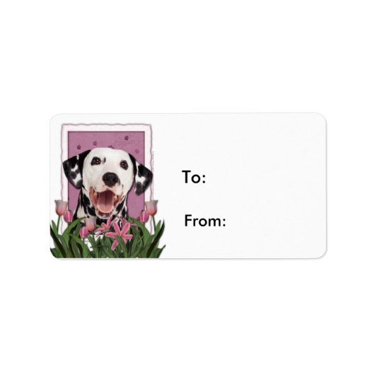 母の日 – ピンクのチューリップ – ダルマチア ラベル (正面)