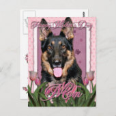 母の日 – ピンクのチューリップ – ドイツの羊飼い – クノ ポストカード (正面/裏面)