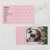 母の日-ピンクのチューリップ-ブルドッグ 名刺 (正面/裏面)