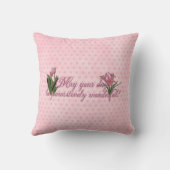 母の日-ピンクのチューリップ- Bichon Frise クッション (裏面)