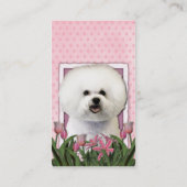 母の日-ピンクのチューリップ- Bichon Frise 名刺 (裏面)