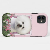 母の日-ピンクのチューリップ- Bichon Frise Case-Mate iPhoneケース (裏面(横))