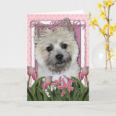 母の日 – ピンクのチューリップ – Cairn - Teddy Bear カード (黄色い花)