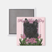 母の日 – ピンクのチューリップ – Cairn Terrier - Rosco マグネット (正面/裏面)