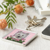 母の日-ピンクのチューリップ- Westie キーホルダー (側面)