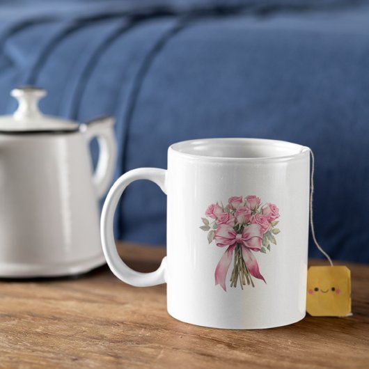 母の日 ピンクのバラの花束 – エレガントな花々 コーヒーマグカップ