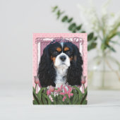 母の日 – ピンクチューリップ – カヴァリエ – トライカラー ポストカード (スタンド正面)