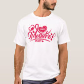 母の日 フラワーハートTシャツデザイン Tシャツ (正面)