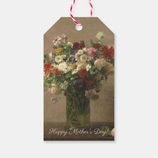 母の日 – フローラブーケ |フランスのファインアート ギフトタグ (裏面)