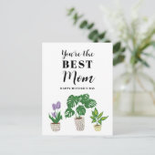 母の日 ベストマムの引用文 モダンな花と植物 ポストカード (スタンド正面)