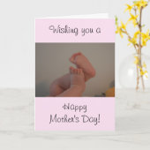 母の日 ベビーフィート ピンクの赤ちゃん女の子 カード (黄色い花)