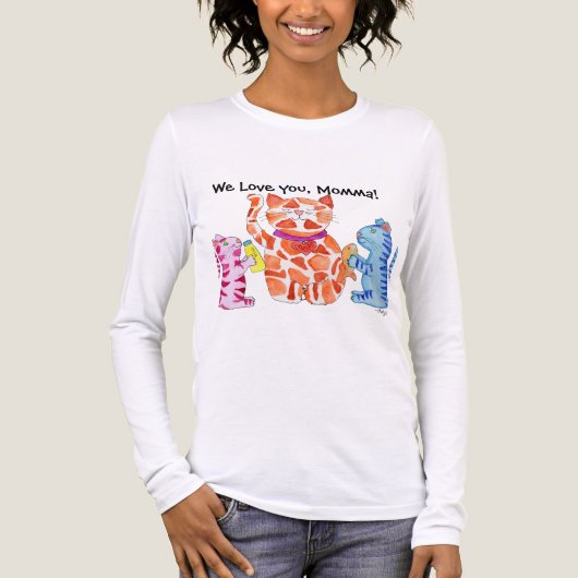 母の日 ママ猫と子猫たち トライブレンドＴシャツ (正面)