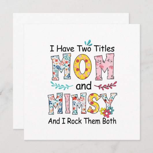 母の日 マミーとミムジー フラワーバースデー 招待状 (正面/裏面)