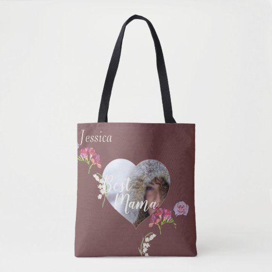 母の日「マ最高のマ」ハート写真フレシア トートバッグ (正面)