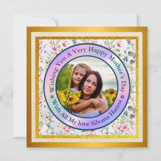母の日 モダンエレガント 写真ポストカード 招待状 (正面)