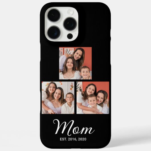 母の日 モダン スクリプト ブラック 3 枚 写真 ケース - M Case-Mate iPhoneケース (裏面)