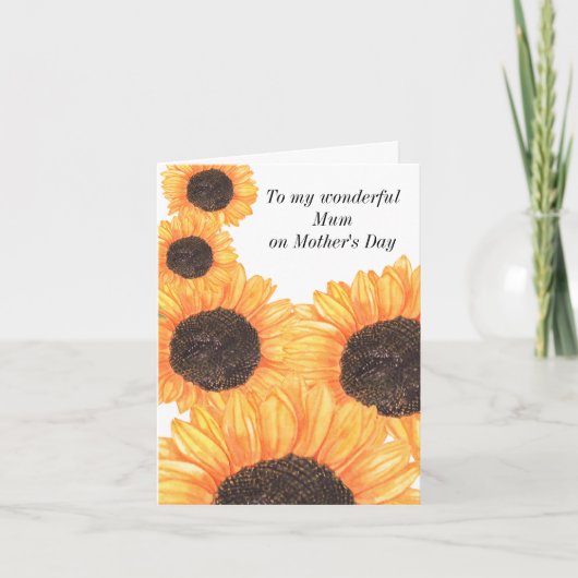 母の日 ラスティック イエロー フラワーの水彩画 カード (正面)