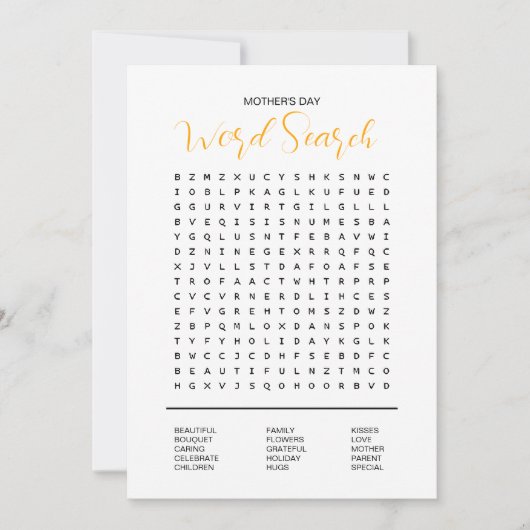 母の日 ワードサーチ 招待状 (正面)