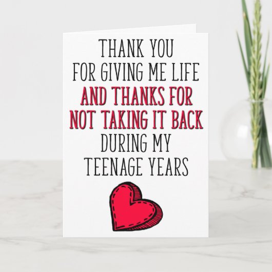 母の日、与え私の命をありがとう カード (正面)