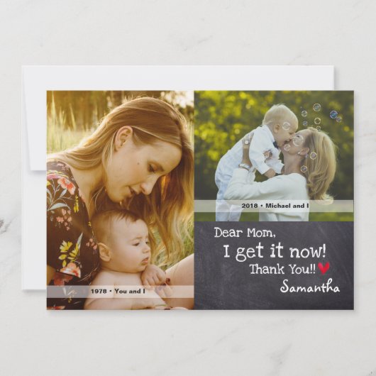 母の日，写真パーソナライズされた 招待状 (正面)