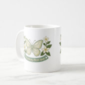 母の日 - 初恋の蝶々 フローラルデザイン コーヒーマグカップ (正面左)