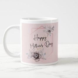 母の日 名前入れ 画像 ピンクの花柄 ジャンボコーヒーマグカップ