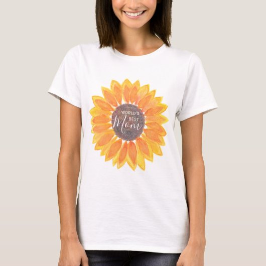 母の日 向け ひまわり World's Best Mom Tシャツ (正面)