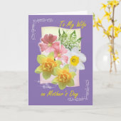 母の日、妻。 ラッパスイセン、谷のユリ カード (黄色い花)