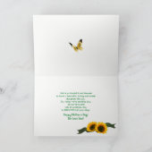 母の日 – 娘 – ひまわり&蝶 カード (内部)