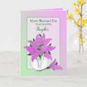 『母の日、娘、ライラックの花瓶』 カード (黄色い花)