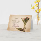 母の日-娘-ヴィンテージのチューリップ カード (黄色い花)