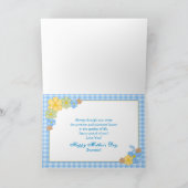 母の日 – 娘 – BLUE GINGHAM/FLOWERS カード (内部)