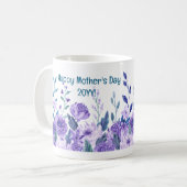 母の日+年 おめでとう!花と母子 コーヒーマグカップ (正面左)
