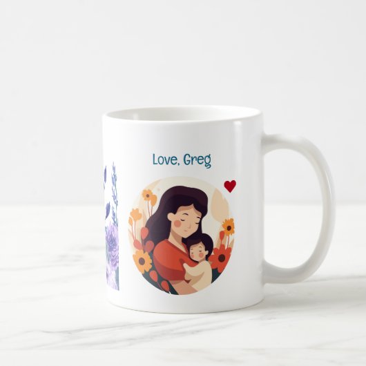 母の日+年 おめでとう!花と母子 コーヒーマグカップ (右)
