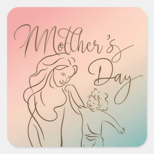 母の日（幸せ） スクエアシール (正面)