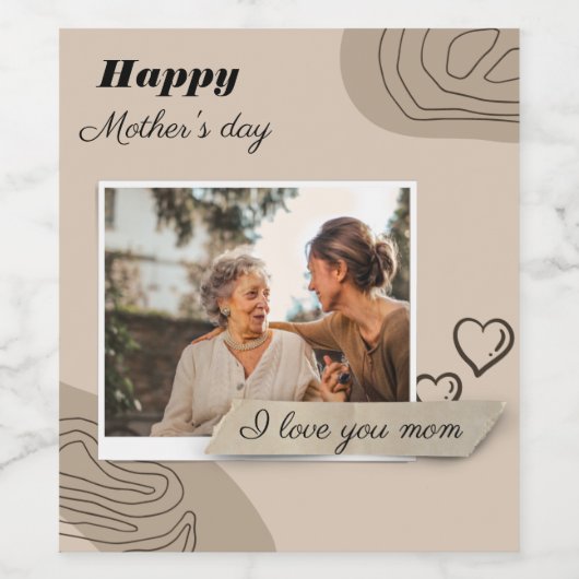 母の日（幸せ） ワインラベル (シングルラベル)