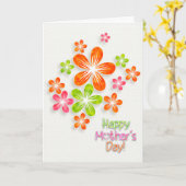 母の日 – 明るいおもしろい花とハート カード (黄色い花)