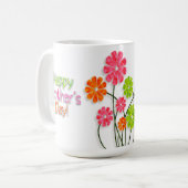 母の日 – 明るいおもしろい花 コーヒーマグカップ (正面左)