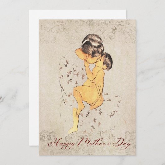 母の日/母と子のためのクラシックギフトカード シーズンカード (正面/裏面)