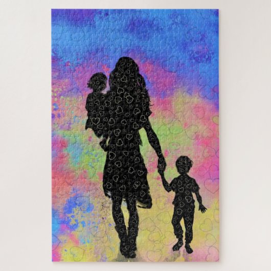 母の日 – 母と子 – 文字/名前を追加 ジグソーパズル (縦)