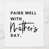 母の日、母の日の贈り物とうまくペア ワインラベル (シングルラベル)