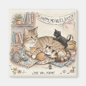 母の日 猫と子猫 マグネット (正面)