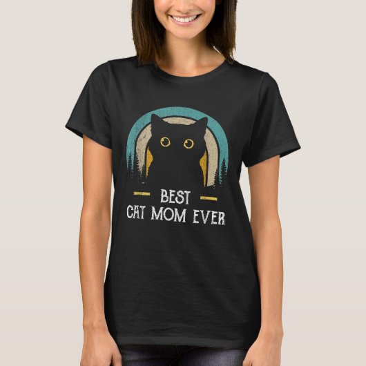 母の日 猫のママ 黒猫、いちばんの猫好きママ Tシャツ (正面)