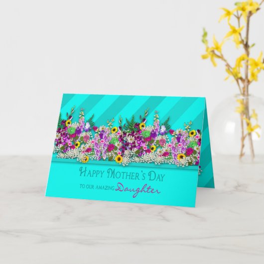 母の日,私たちの娘,庭の花,アクア カード (黄色い花)